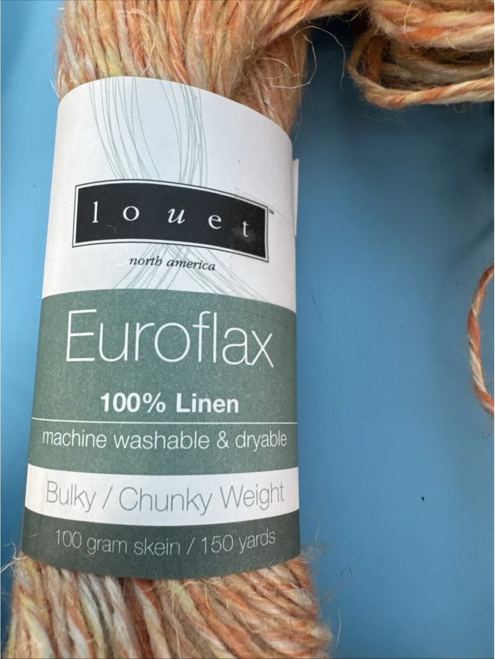 Lot of 4 Louet Euroflax 100% Linen Yarn Pumpkin Bulky Chunky Weight 150 Yds 100g